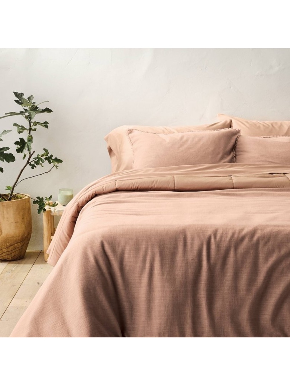 Casaluna F/Q Light Adobe Clay Heavyweight Linen Blend Comforter Set